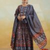 Blue and Maroon Traditional Cotton Kurta Set with Paisley and Floral Patterns