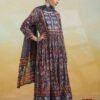 Blue and Maroon Traditional Cotton Kurta Set with Paisley and Floral Patterns - Image 6