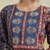 Blue and Maroon Traditional Cotton Kurta Set with Paisley and Floral Patterns - Image 7