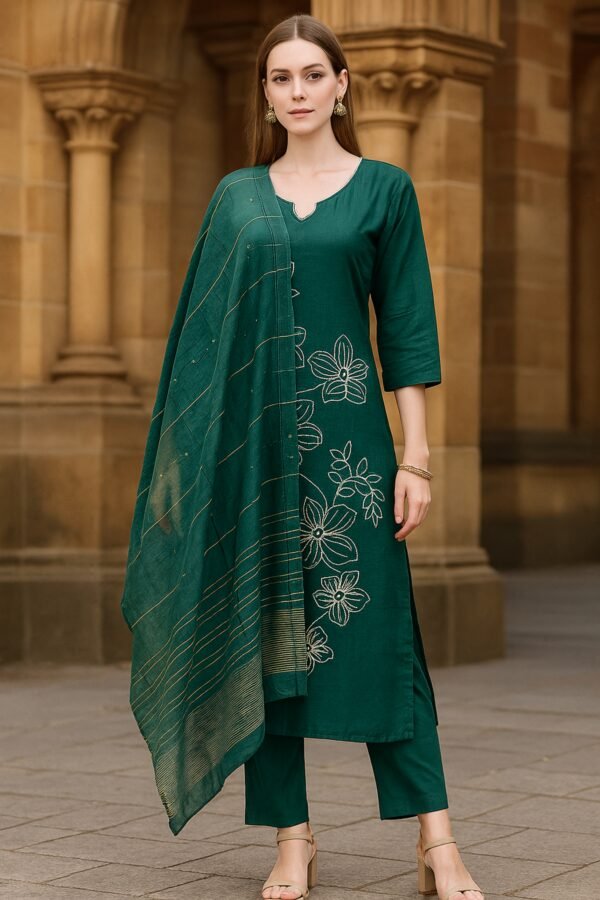 Buy Floral Embroidery Kurta Set for women 2025 - Image 2