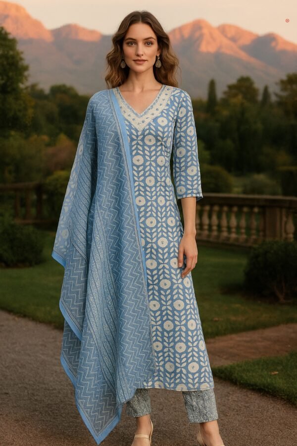 Buy Cotton Printed Kurta Set with Dupatta for Women 2025 - Image 2