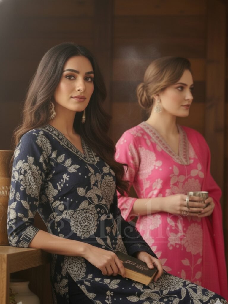 printed kurta set with dupatta