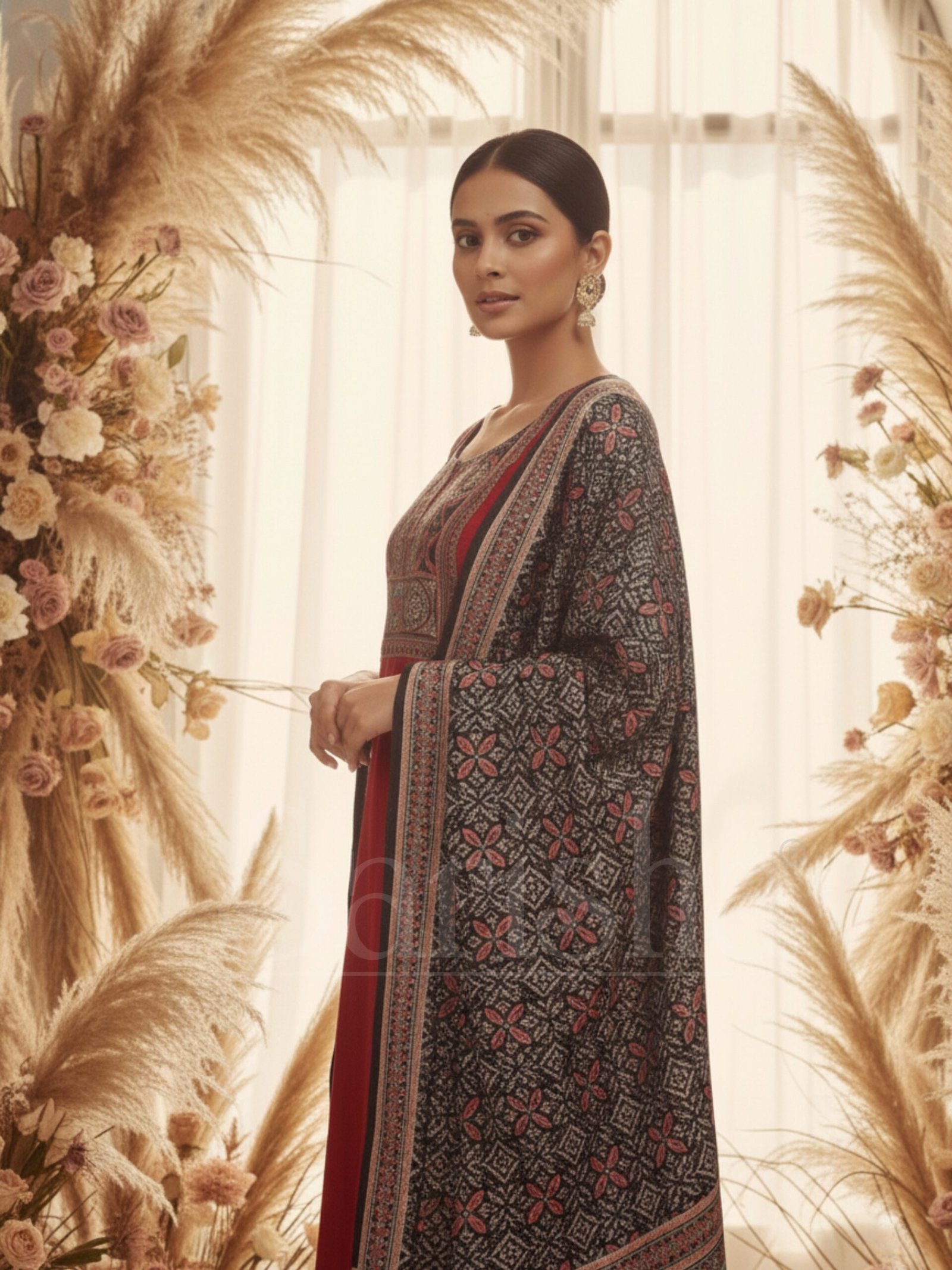 Maroon Kurta set with duppata - Image 3