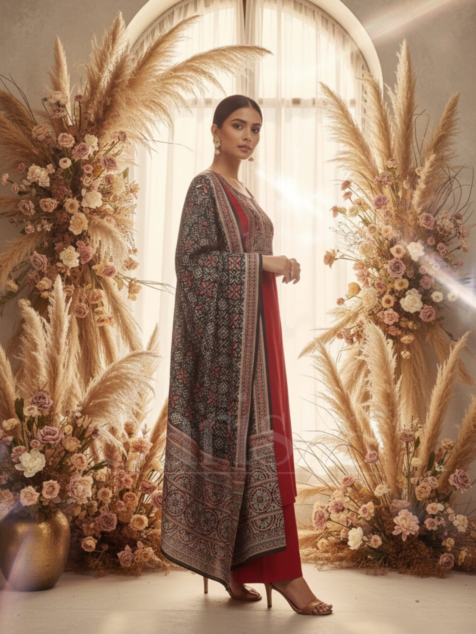 Maroon Kurta set with duppata - Image 4