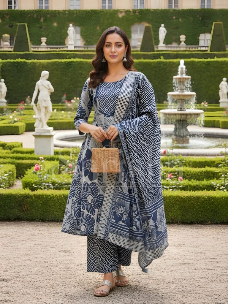 blue kurta set with dupatta