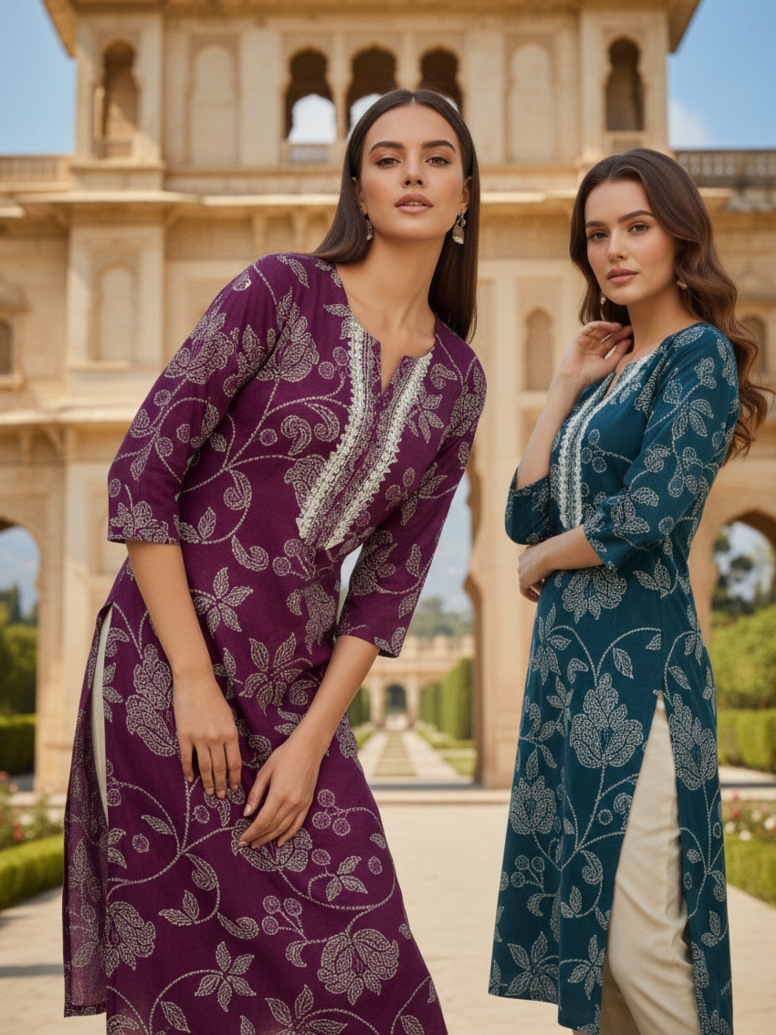 Sarisha: Premium Cotton Floral Print Kurtis | 2 colors - Image 3