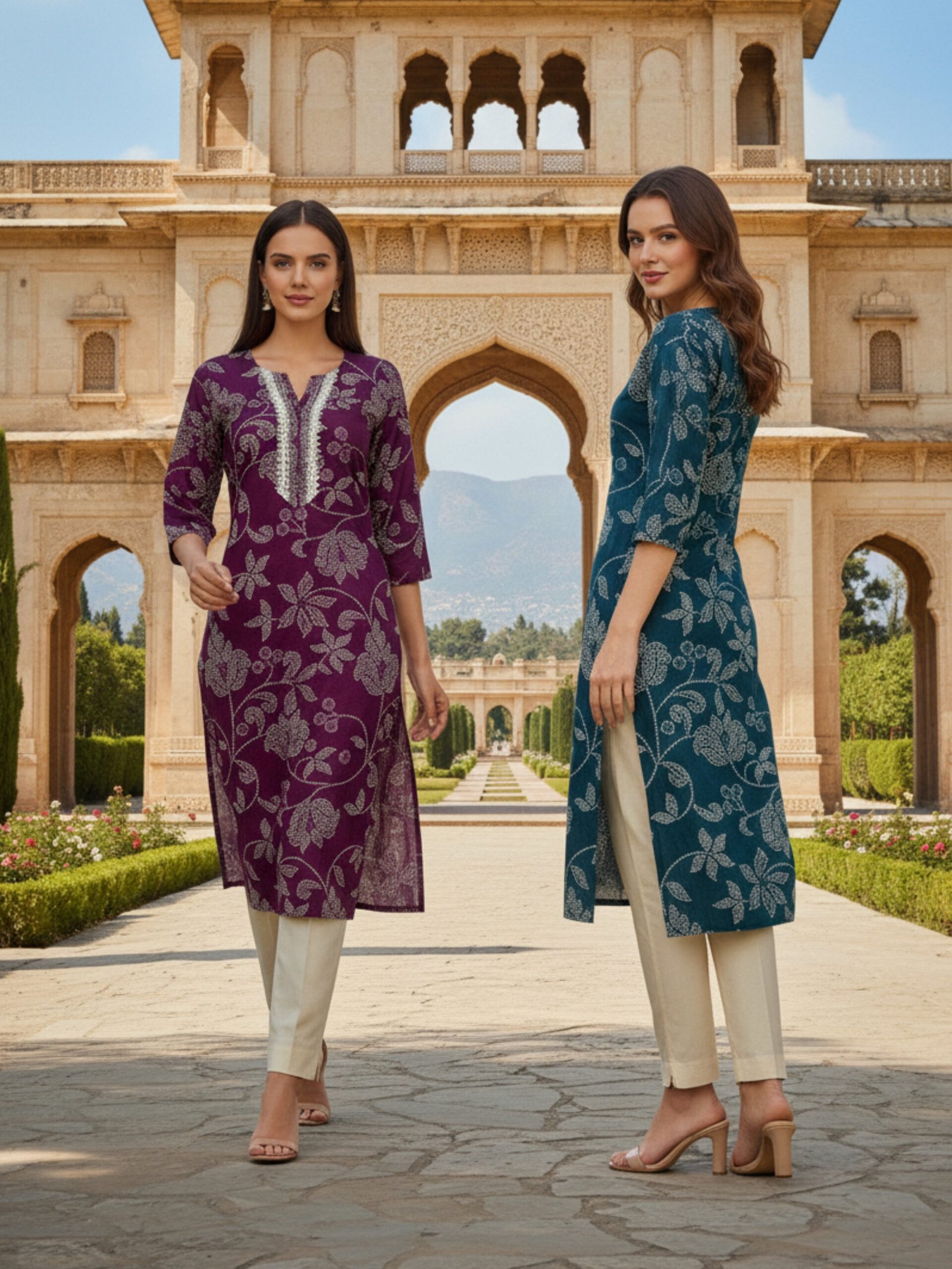 Sarisha: Premium Cotton Floral Print Kurtis | 2 colors - Image 2